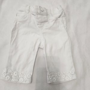 Janie and Jack Crochet Trim White Jeans